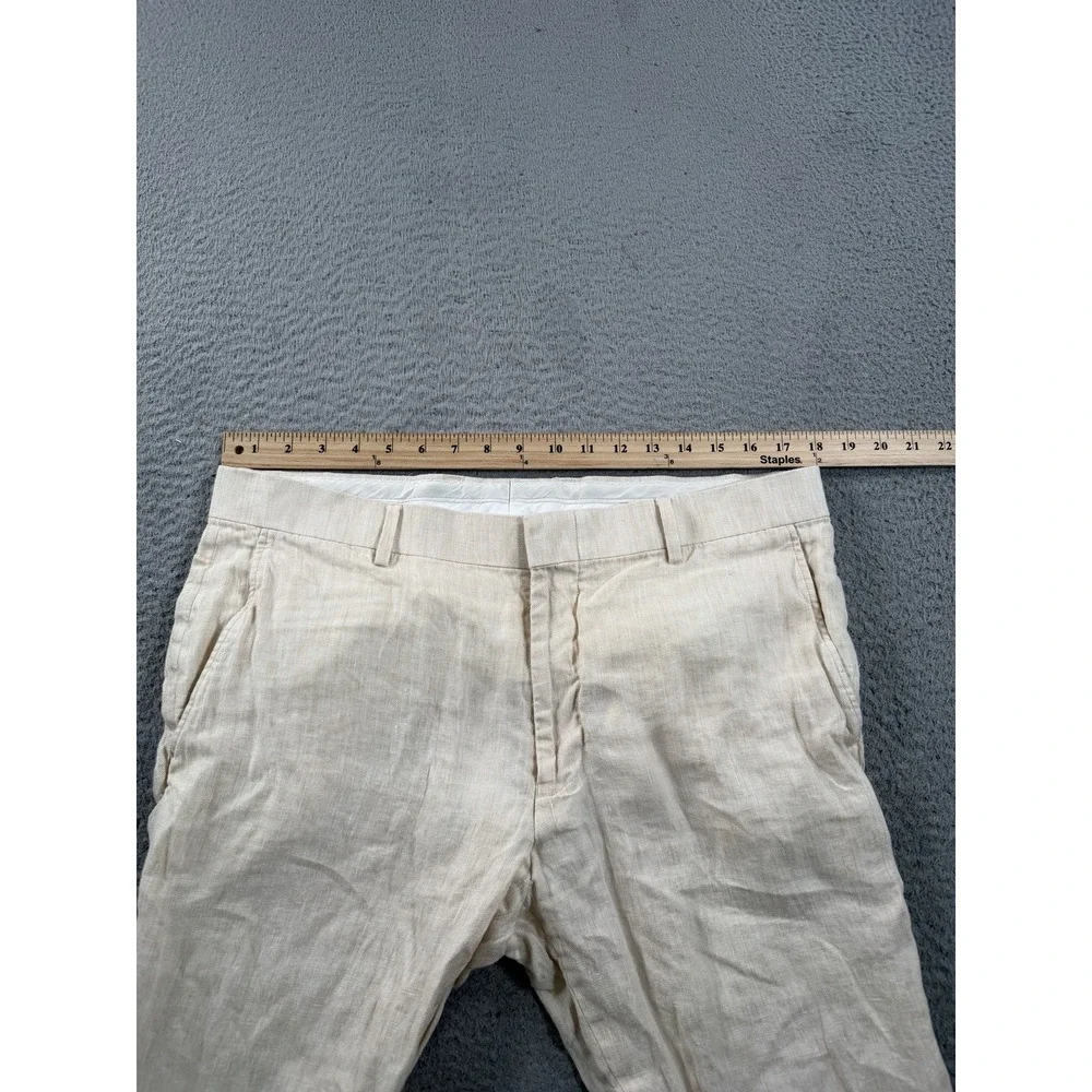 Baird McNutt Linen Pants Men's 36x30 Murano Alex Beige Slim Fit Summer Light